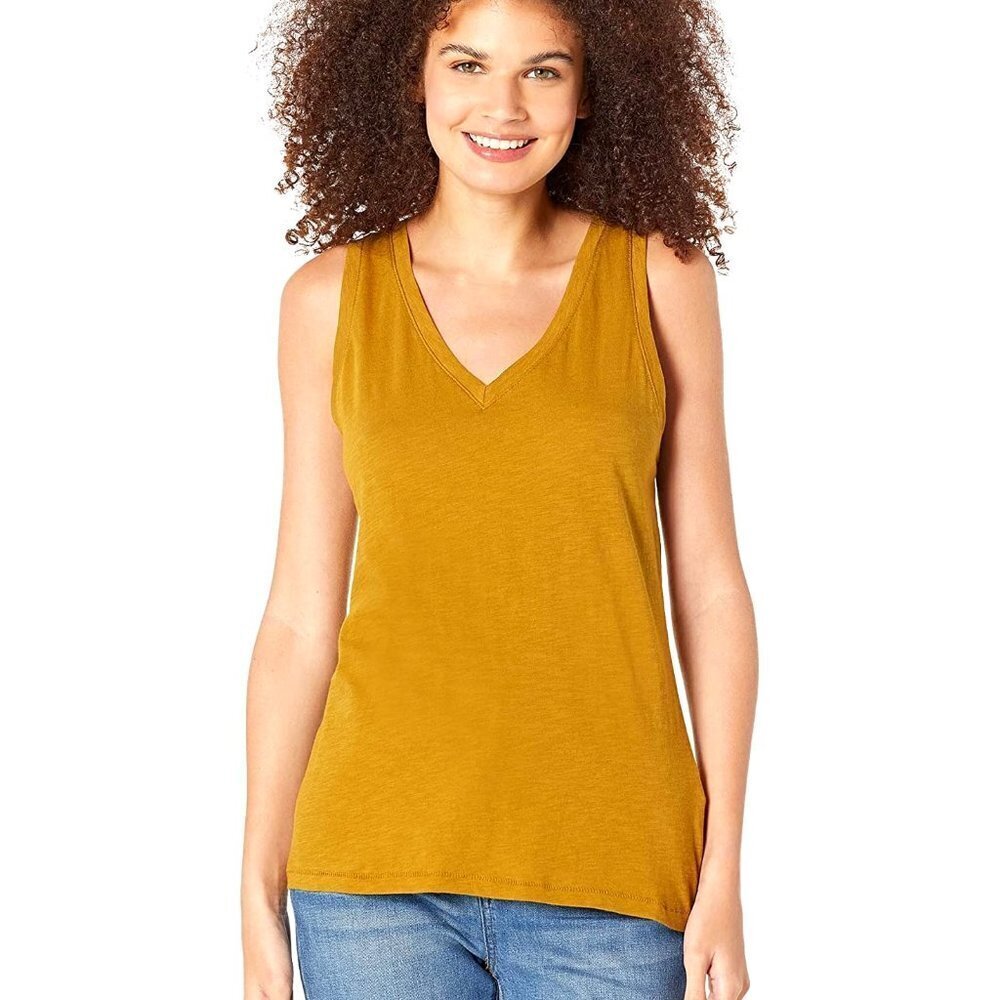 Madewell V-Neck Tank Top Women's Size S Whisper Cotton Spiced Olive Casual Tee